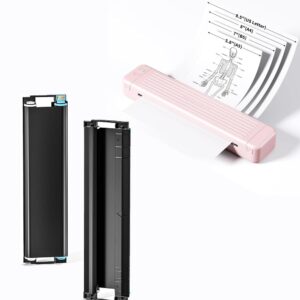 itari p831 pink bluetooth thermal transfer printer, portable printers wireless for travel, 300dpi inkless printer with 2 roll exclusive thermal transfer ribbon