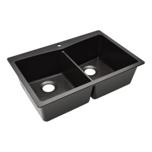 33" x 22" Quartz Kitchen Sink, Double Bowl Kitchen Sinks, Drop in sink, large sinks Quartz Undermount Kitchen Sink, Galaxy Black Kitchen Sink, Double Sink Kitchen, Lexicon Platinum LP-800TM-K-SO