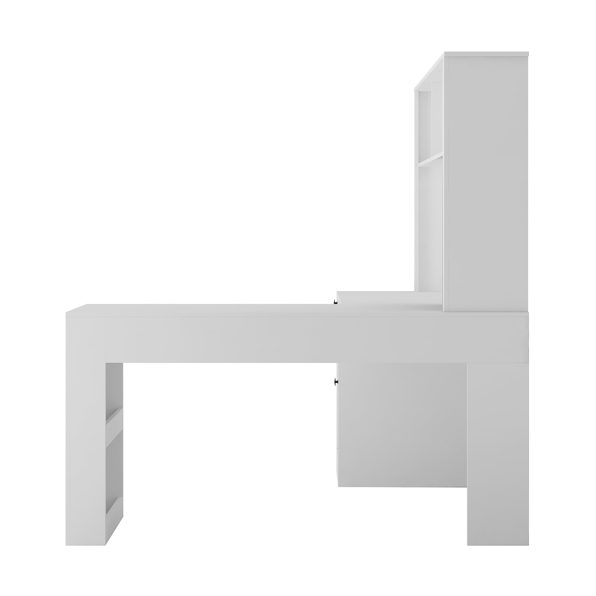 Modern L Shaped Desk with Charger Ports,Computer Desk with Drawers,Bookshelf & Storage Fill Cabinet,Home Office Desk,Corner Desk,L-Shaped Study Table Writing Desk,Corner Gaming for Home Office(White)