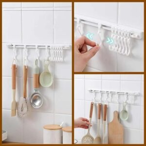 Aasipsuo Multifunctional Slide Rail Hook, Key Hook Track Wall Mounted, Hanging Pot Rack Hanger, Adhesive Coat Hook Rail, Multi-Purpose Rail Hook for Kitchen Cabinet (30cm/11.81in)