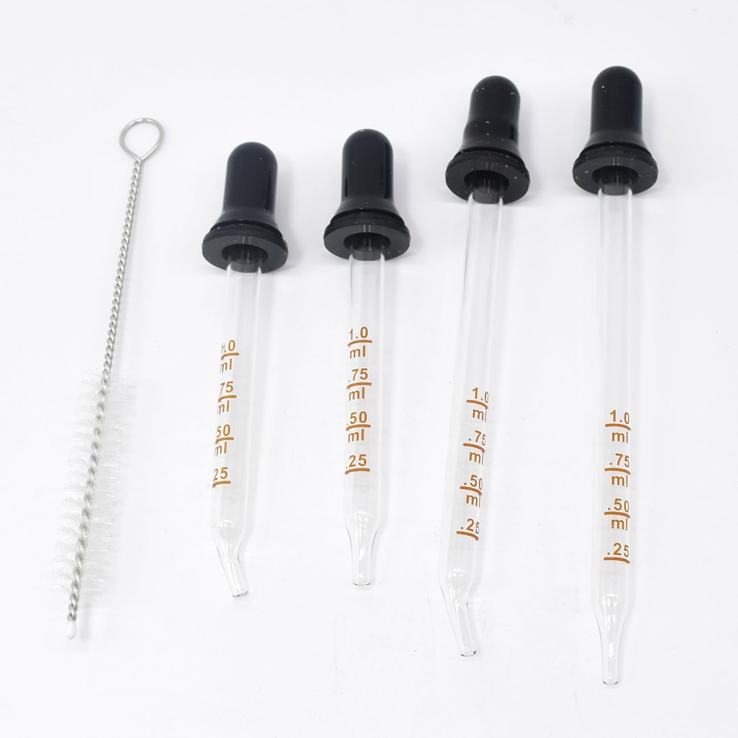 Eye Dropper for Oils Long & Short, Eye Dropper 1mL, Bent & Straight Tip Calibrated Glass Medicine Droppers, Ear Dropper Eye Droppers for Medicine Feeding Lab 5Pack