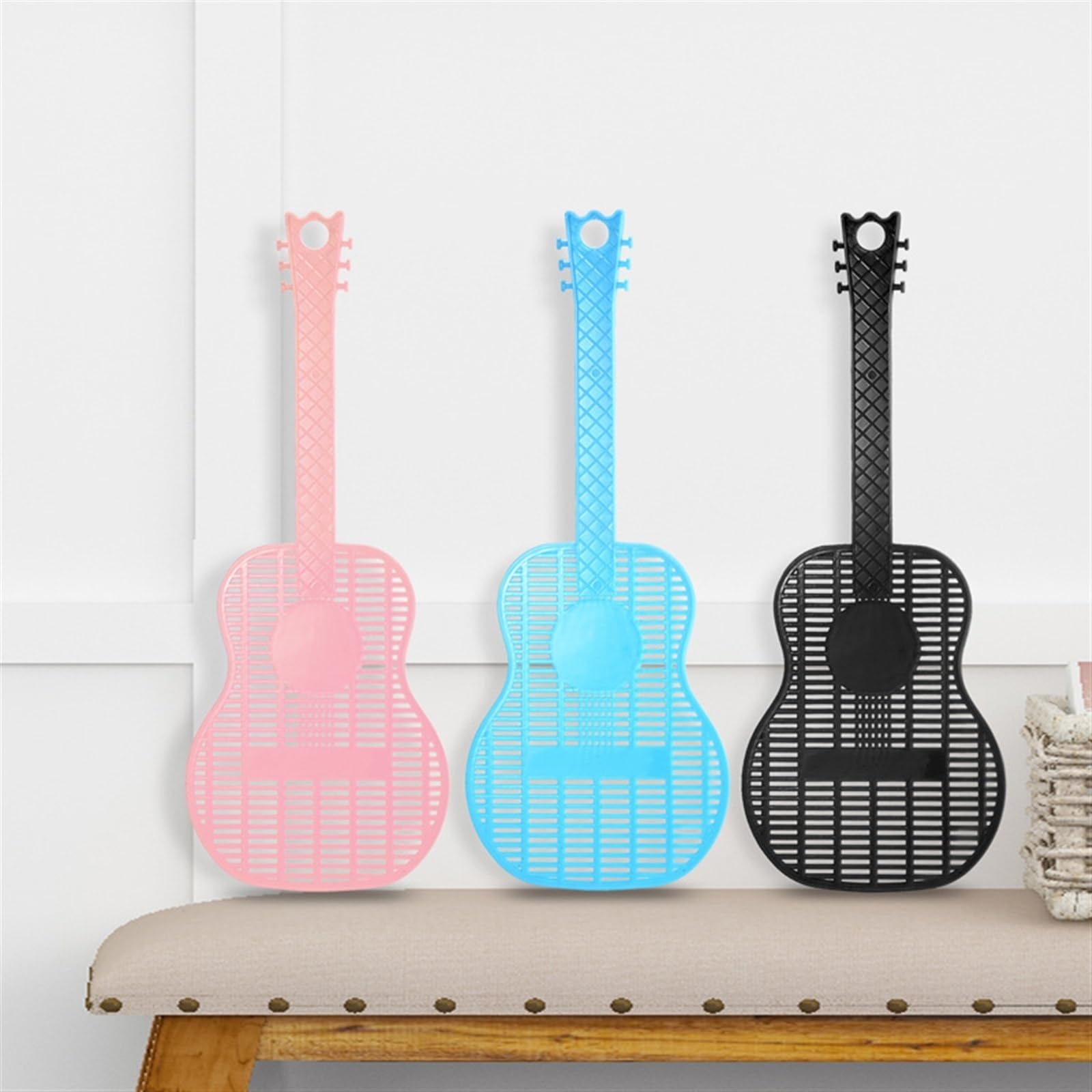 Fly Swatter 4 Pcs Guitar Shape The Racket Face is Larger and Thicker to Improve Accuracy Suitable for Restaurants, Pet Shops