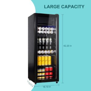 Cucina Magica 4.8 Cu.Ft Beverage Refrigerator, 155 Can Mini Fridge Glass Door, Adjustable Shelves, Drink Fridge, Suitable for Soda, Beer, Essential for Home/Bar