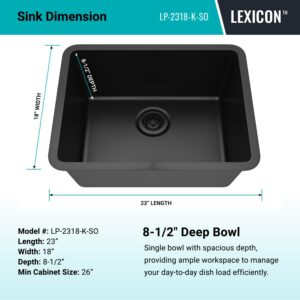 23" x 18" Quartz Kitchen Sink, single bowl kitchen sink,Drop in Kitchen Sink, Granite Composite Kitchen Sink, Undermount Sink, Galaxy Black kitchen Sink, Lexicon Platinum LP-2318-K-SO