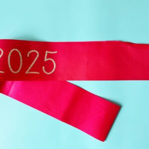 Senior Sash 2025, 8 Pack Silver Glitter Hot Pink Satin Finally Graduated Senior Cheerleader Sashes for Class of 2025 Graduation Party Supplies