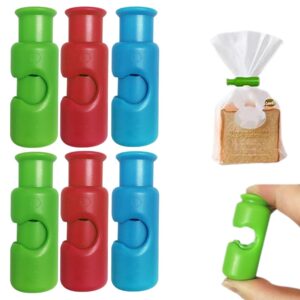 bag clips, chip clips bag clips food clips, 2024 new squeeze clips for chips and other food bags,grip sticks bag sealers,snack bread closure clip,plastic sealing clip for bread (colorful, 6pc)