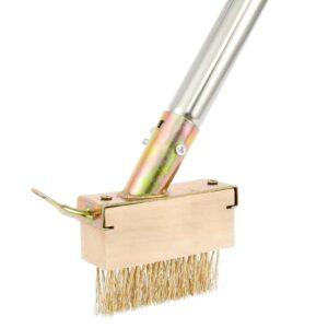 cleaning paving joints,cleaner moss remover brush with scraper patio weed brush head for outdoor weed remover tool removable 2 in 1 weed remover brush 4-section handle crack weeder (b)