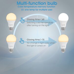 GABORI Triac Dimmable 3 Color A19 LED Light Bulbs, 9W(60 Watt Equivalent), 930 Lumens, 4000K/3000K/6000K, E26 Base, 8-Pack