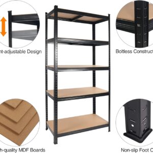 CIERRSSCVV 5-Tier Adjustable Cube Storage Shelf, Metal Shelves for Heavy Duty Storage, Garage Storage Shelves, Book Shelf Organizer for Bedroom, Bakers Racks for Kitchens