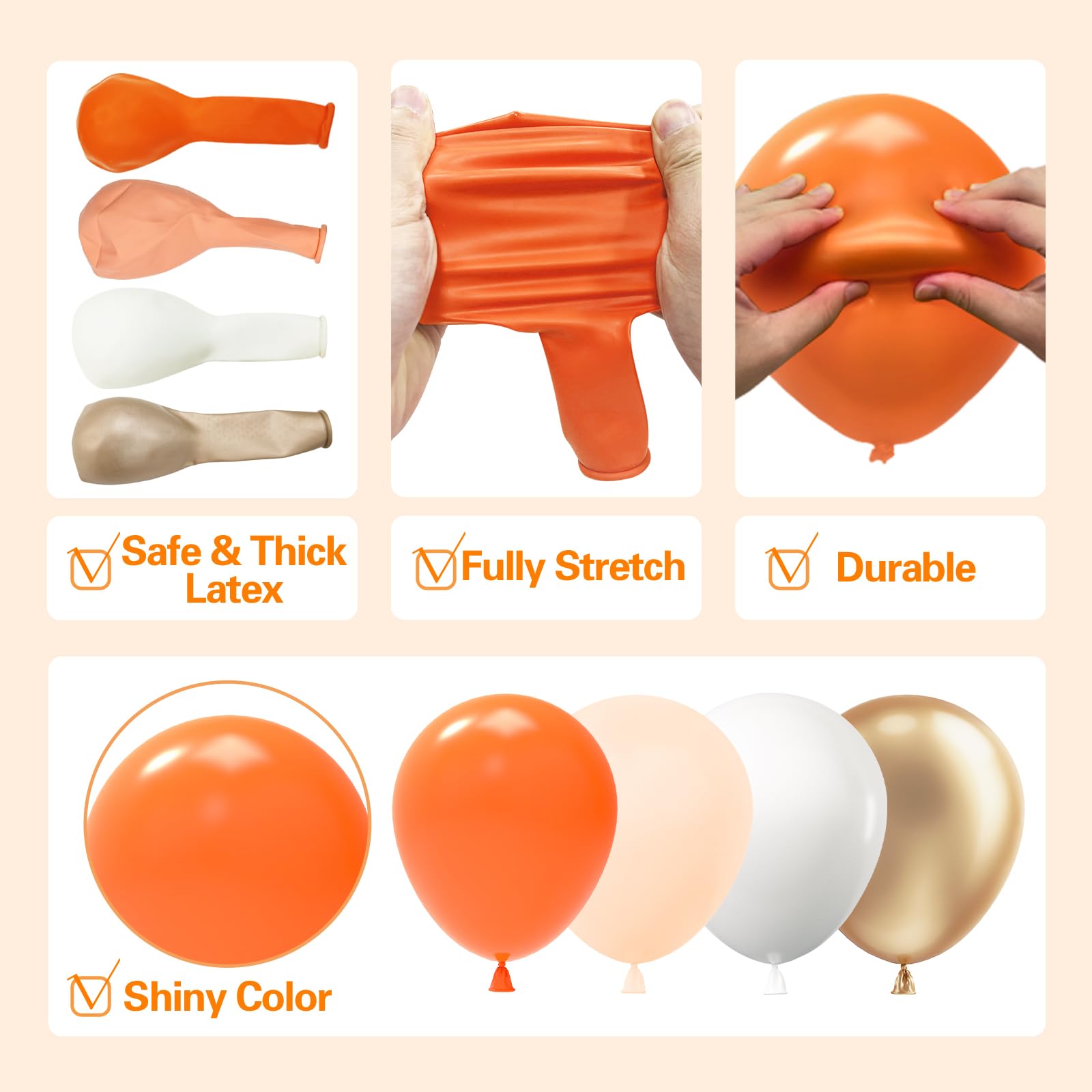 136Pcs Thanksgiving Fall Balloons Garland Arch Kit - 5 10 12 18 inch Orange Pastel Orange Gold and White Balloons for Fall Baby Shower Birthday ThanksGiving Pumpkin Themed Party Decorations