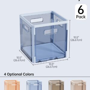 HAIXIN Collaspible Clothes Storage Cubes - Foldable Clothing Storage with Handles Open Home Storage Bins Plastic Storage Containers for Bedroom Closet Wardrobe Dormitory, 6 Pack (Blue, 10.5 Inch)