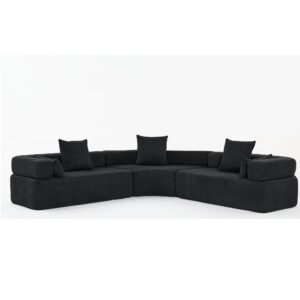 JUSTONE 111" Sectional Sofa for Living Room,Oversized Combination Sofa,Curved Sofa,Semicircular Modular Sofa with 4 Pillows for Home Office,3 Piece Free Combination(Black)