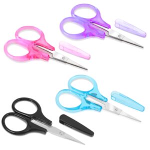 4 pcs mini scissors small embroidery scissors stainless steel scissors with protective cover small scissors all purpose mini detail craft scissors straight tips sewing scissors for embroidery knitting