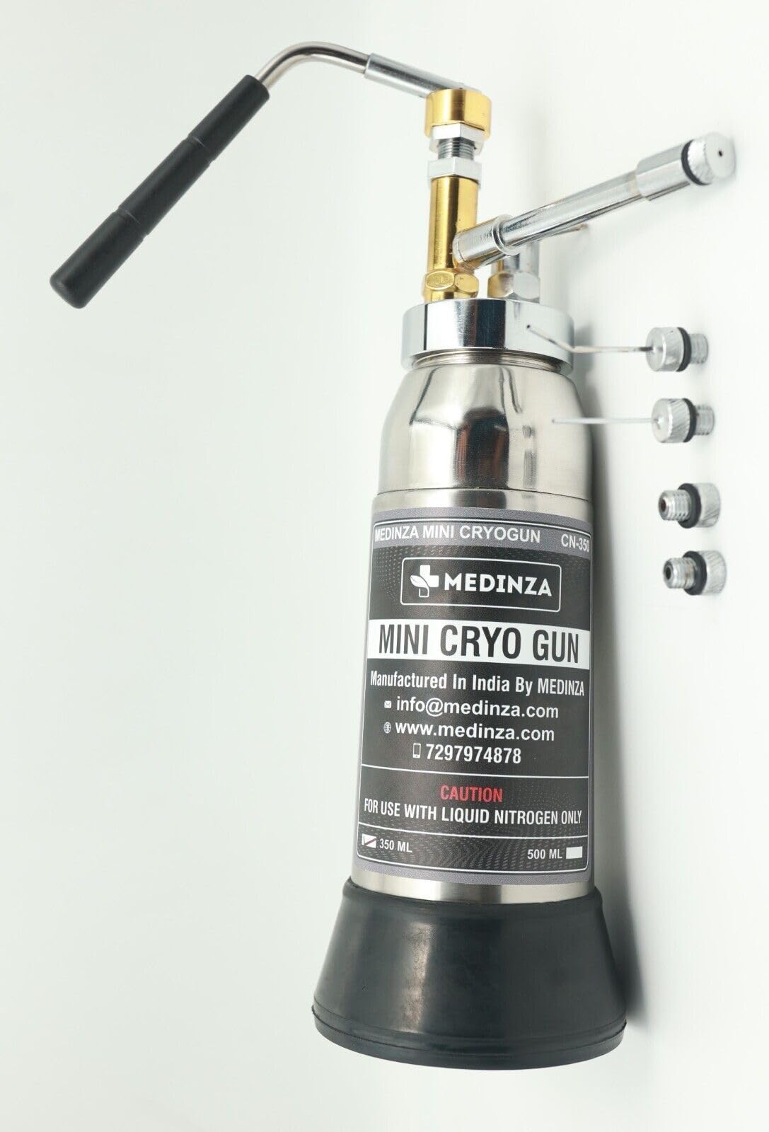 MEDINZA Mini Cryo Can For Dermatology Empty Cryo Liquid Nitrogen Sprayer With Different 5 Probes and Carry Bag