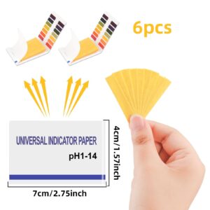 6 Pack Litmus PH Test Strips 480 Strips, PH 1-14 Test Litmus Paper for Teaching, Student, Chemistry PH Test Strips Experiment, PH Paper Test Strips & PH Soap Making Testing Strips for Water Soil Test