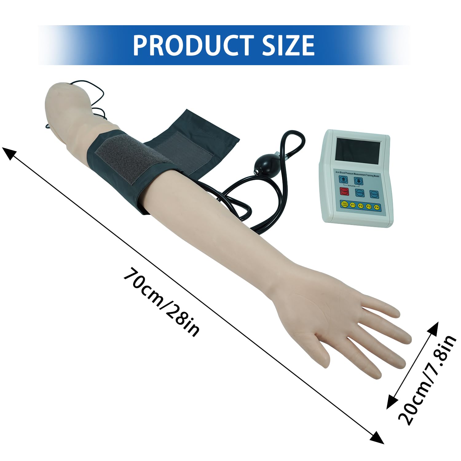 Blood Pressure Training Arm Simulator, BP Training Arm Manikin Practice Kit with Korotkoff Gap Sound Blood Pressure Cuff Stethoscope LCD Display Model for Education Teaching