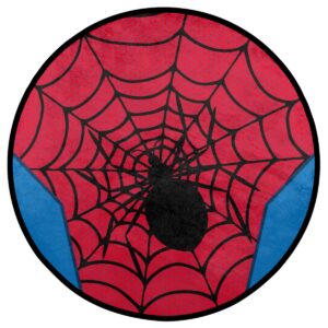 red spider web round area rug large aesthetic area rugs for kids room nursery decorations, 3 ft diameter cool non-slip doormat floor carpet decor