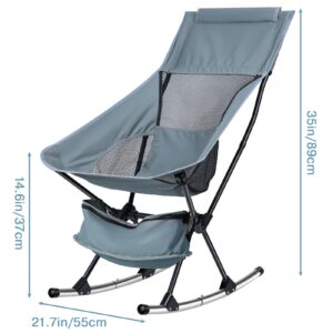 Washranp Folding Rocking Camping Chair,Heavy Duty Recliner Chair Portable Camping Rocker for Patio Front Porch Backyard Lawn Living Room,Supports 253 LBS 1 Set