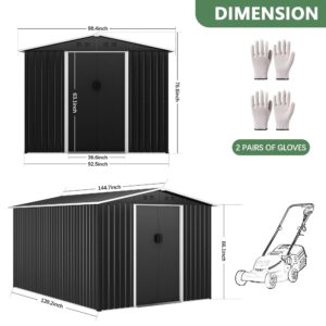 JAXPETY 8x12 FT Large Sheds & Outdoor Storage, Metal Outdoor Shed Storage Shed with Air Vent Lockable Door, Sheds & Outdoor Storage Tool Shed for Backyard Garden Patio Lawn