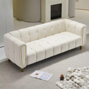 evergrate furniture 83.07" sofa couch, loveseat sofa, couches for living room, comfy velvet vintage sofa futons, small couch for bedroom, modern velvet sofa couch for apartment office