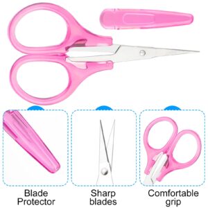 4 Pcs Mini Scissors Small Embroidery Scissors Stainless Steel Scissors with Protective Cover Small Scissors All Purpose Mini Detail Craft Scissors Straight Tips Sewing Scissors for Embroidery Knitting