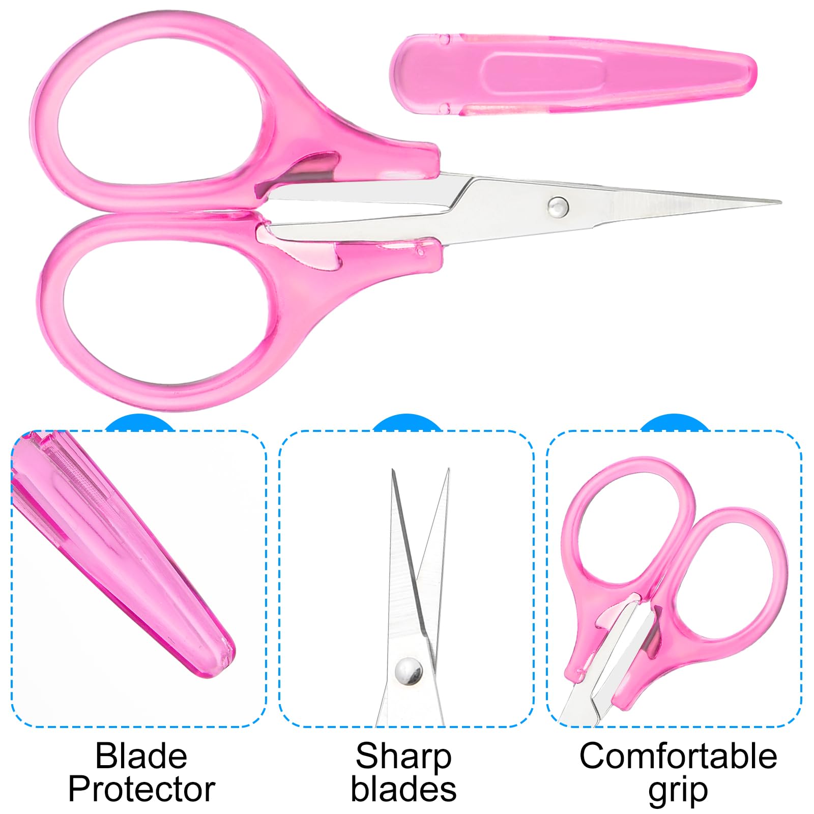 4 Pcs Mini Scissors Small Embroidery Scissors Stainless Steel Scissors with Protective Cover Small Scissors All Purpose Mini Detail Craft Scissors Straight Tips Sewing Scissors for Embroidery Knitting