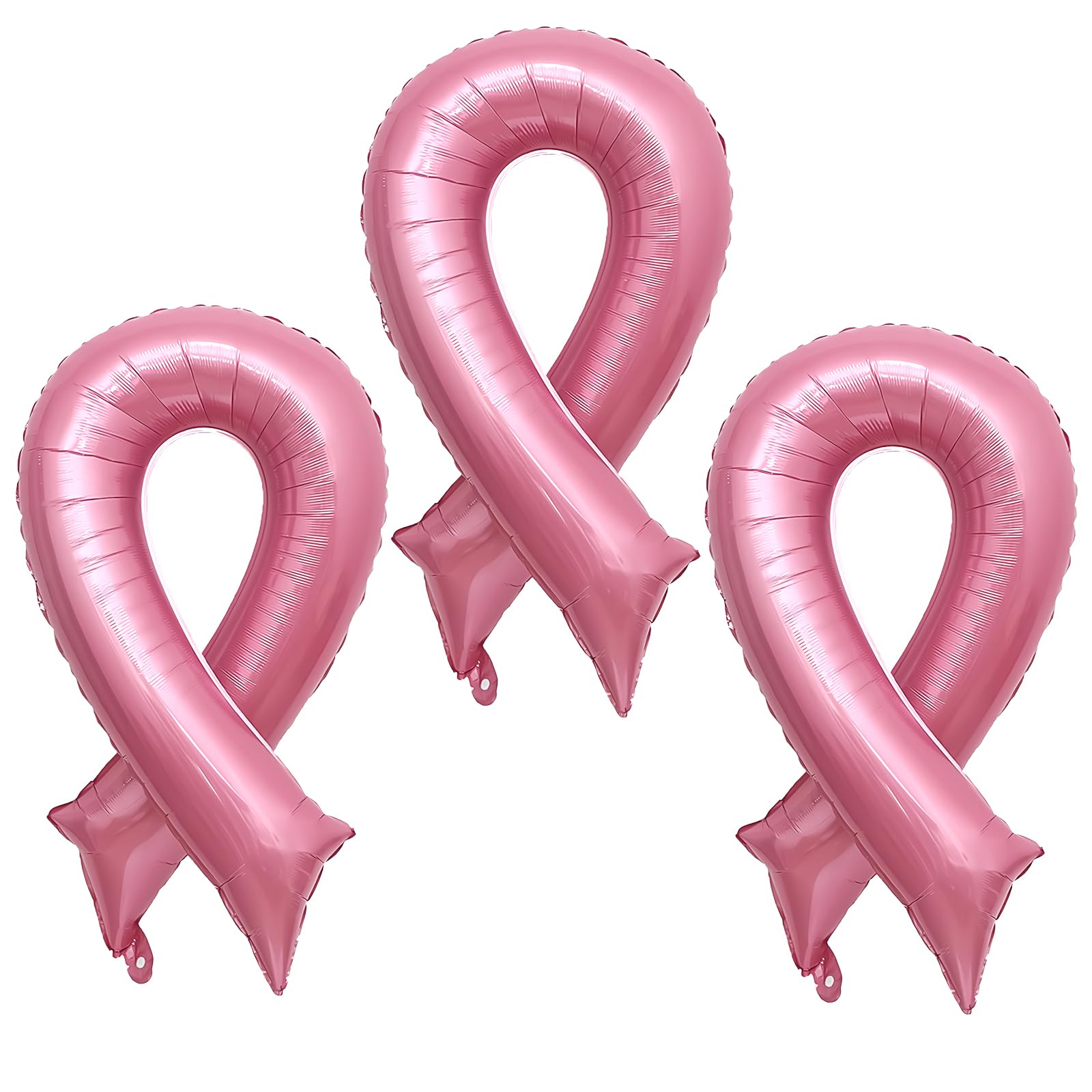 Breast Cancer Pink Ribbon Balloons Ribbon Shaped Foil Balloons Breast Cancer Awareness Aluminum Balloons Set for Party Decoration Fundraising Event Supplies 3PCS