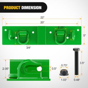 Nilight 3/8" Tractor Bucket Grab Hooks with 1/2" Tie Down Ring and 2" Receiver Grade 70 Grade Forged Steel Bolt-On Grab Hook for John Deere Compact Tractor Bucket RV UTV Truck Max 4700LBS, Green