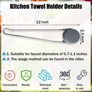 Aogigigio Kitchen Towel Holder for Sink Faucet - Dish Cloth Rack Adjustable Stainless Convenient Rag Hanger