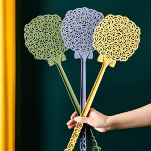 LUNCHS Fly Swatter Flower Shape 2 Pcs Exquisite Handle, can be Hung to Save Space Suitable for Neighbors and Friends(Yellow)