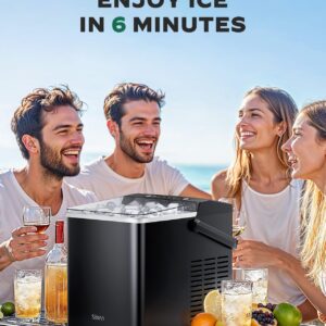 Silonn Ice Maker Countertop, Portable Ice Machine with Carry Handle, Self Cleaning Ice Makers with 1.8 L Water Tank and Big Ice Basket, 9 Cubes in 6 Mins, Ideal for Home Kitchen RV