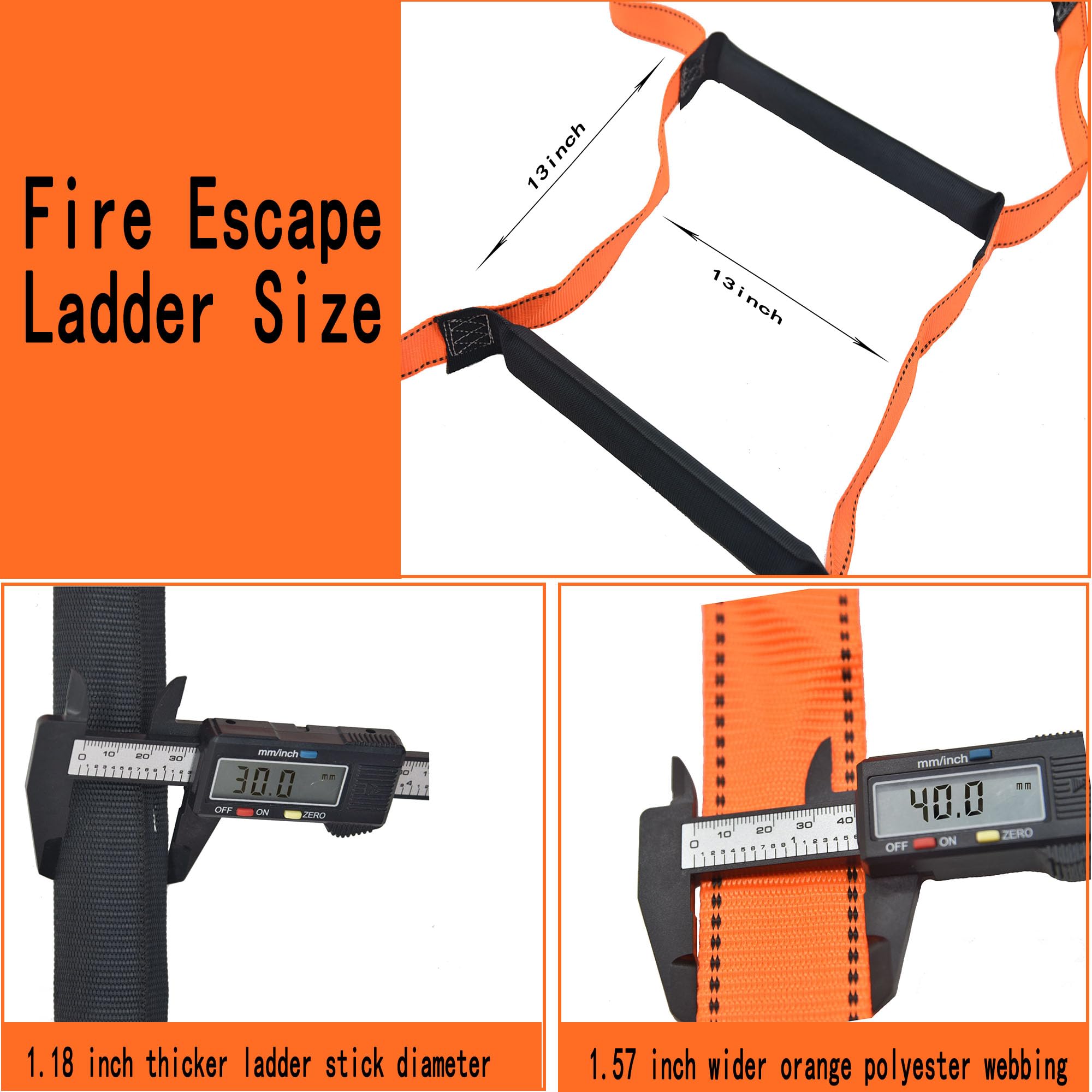 Fire Escape Ladder 16ft Emergency Fire Ladder Training Soft Ladder Jump Grid Ladder 2-3 Story Residential Reusable Window Balcony Treehouse Safety Rope Ladder