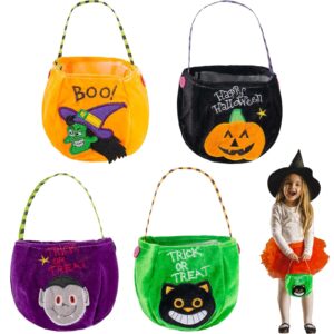 shblomk 4 pack small halloween wrap bags with handles, halloween reusable trick or treat candy bags, halloween snacks goodie gift bags baskets for party favor supplies