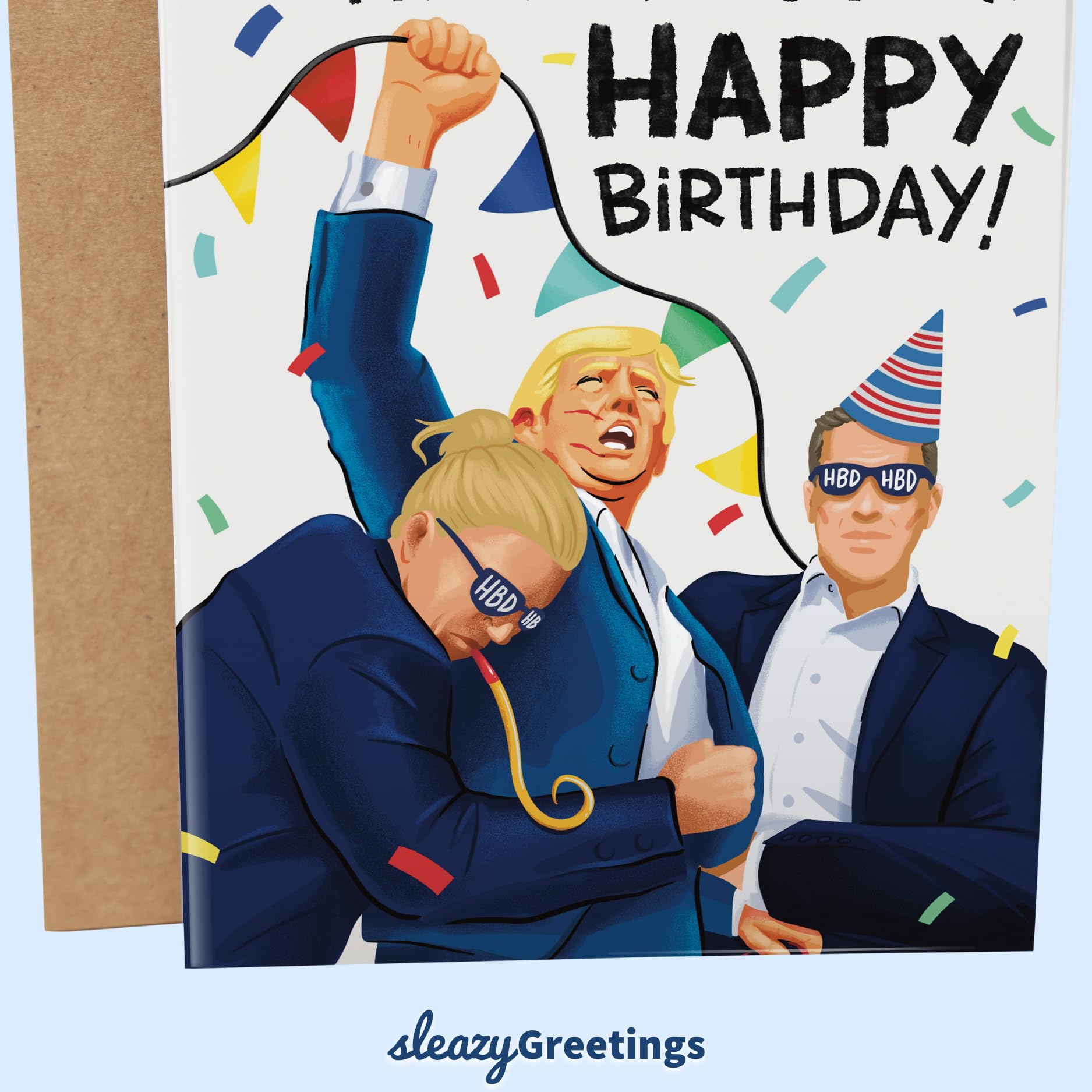 Donald Trump Funny Birthday Card for Men and Women - Nothing Can Stop Me From Wishing You a Happy Birthday Card for Brother, Dad, Wife, Husband, and Friend - Trump Raising Fist Birthday Card