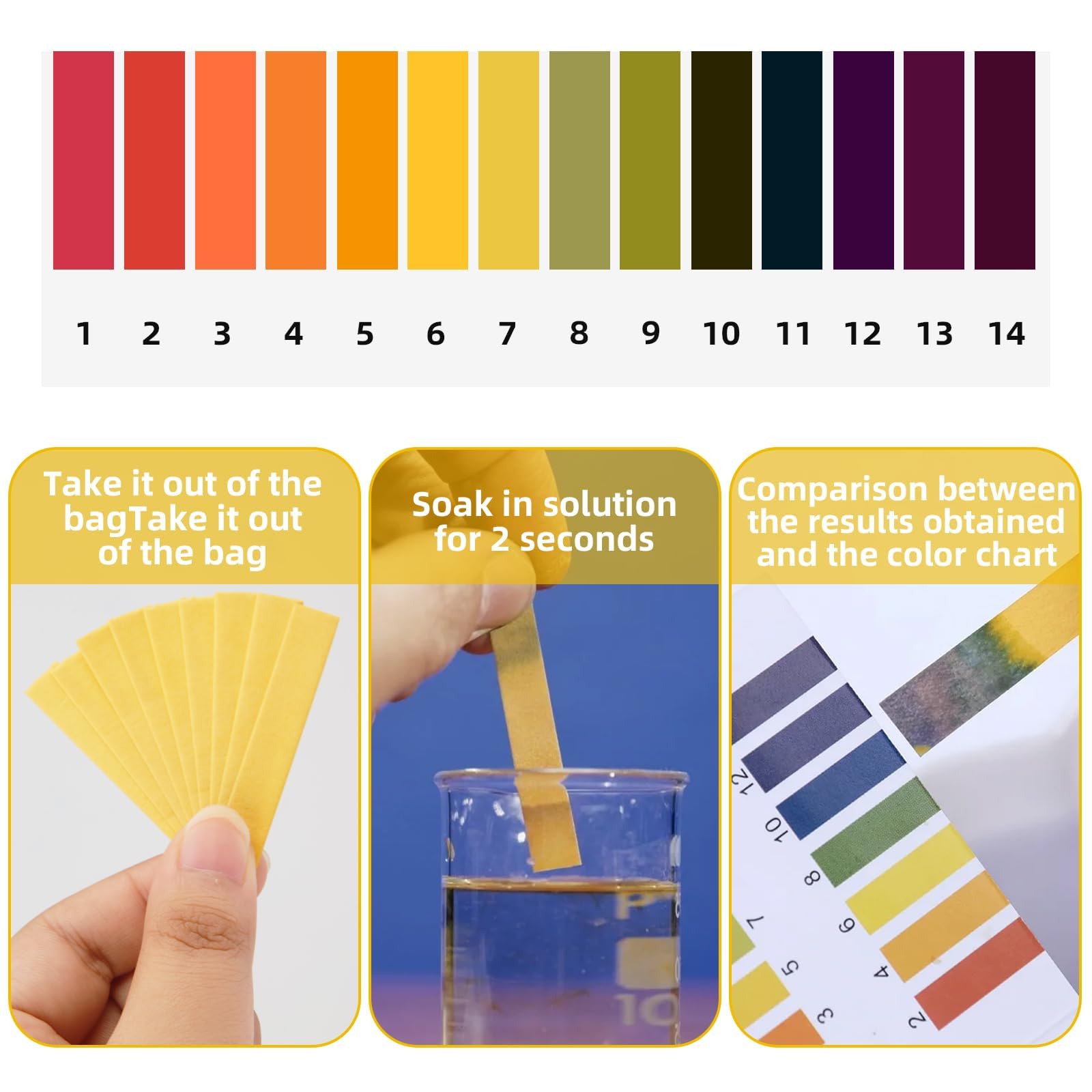 6 Pack Litmus PH Test Strips 480 Strips, PH 1-14 Test Litmus Paper for Teaching, Student, Chemistry PH Test Strips Experiment, PH Paper Test Strips & PH Soap Making Testing Strips for Water Soil Test