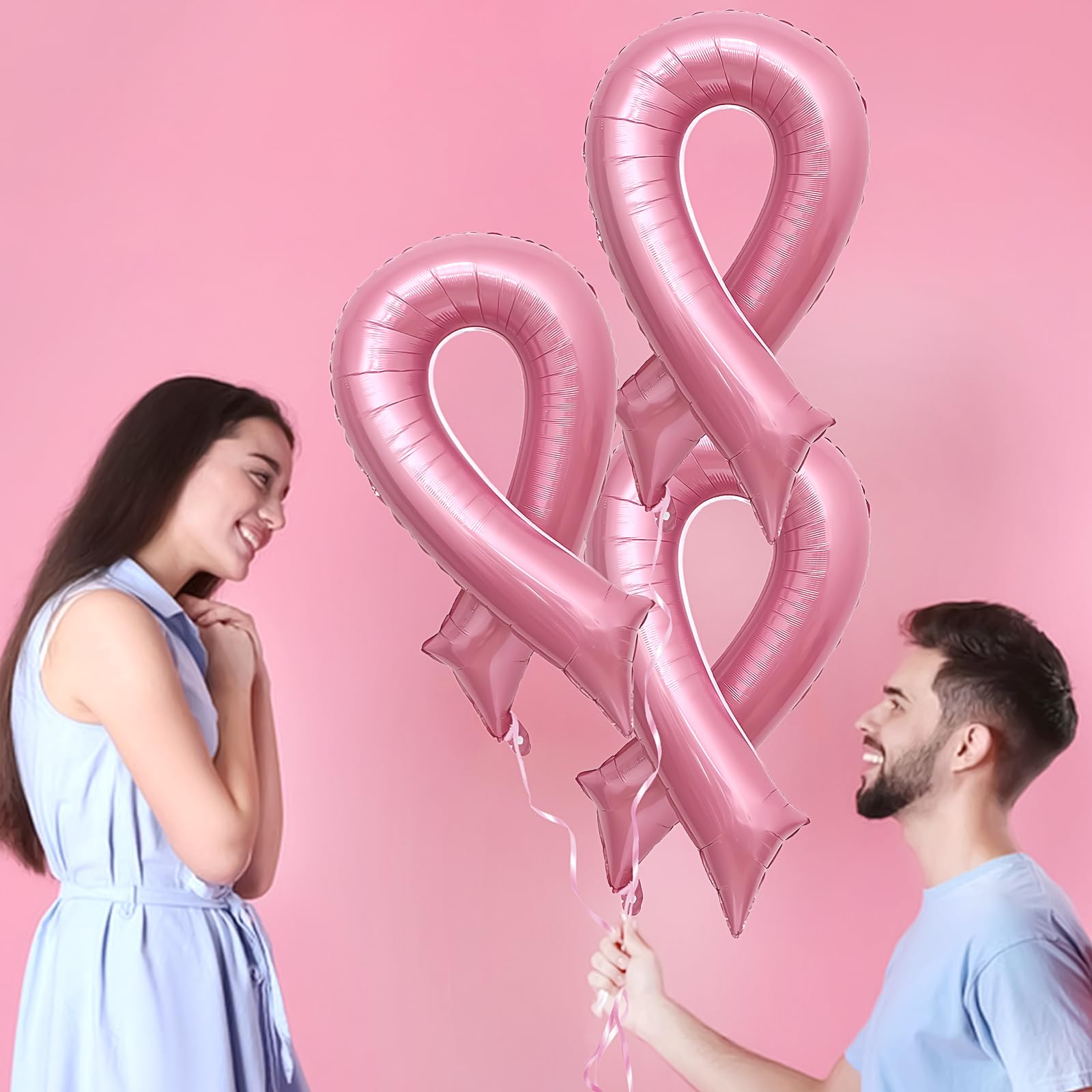 Breast Cancer Pink Ribbon Balloons Ribbon Shaped Foil Balloons Breast Cancer Awareness Aluminum Balloons Set for Party Decoration Fundraising Event Supplies 3PCS