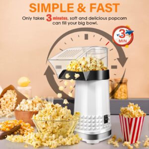 1200W Fast Hot Air Popcorn Popper - 4.5 Quarts, Electric Popcorn Machine with Measuring Cup - Safety ETL Approved, BPA-Free, Air Popper Popcorn Maker No Oil, Perfect for Home Family Party Kids