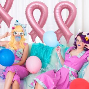 Breast Cancer Pink Ribbon Balloons Ribbon Shaped Foil Balloons Breast Cancer Awareness Aluminum Balloons Set for Party Decoration Fundraising Event Supplies 3PCS