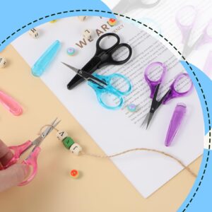 4 Pcs Mini Scissors Small Embroidery Scissors Stainless Steel Scissors with Protective Cover Small Scissors All Purpose Mini Detail Craft Scissors Straight Tips Sewing Scissors for Embroidery Knitting