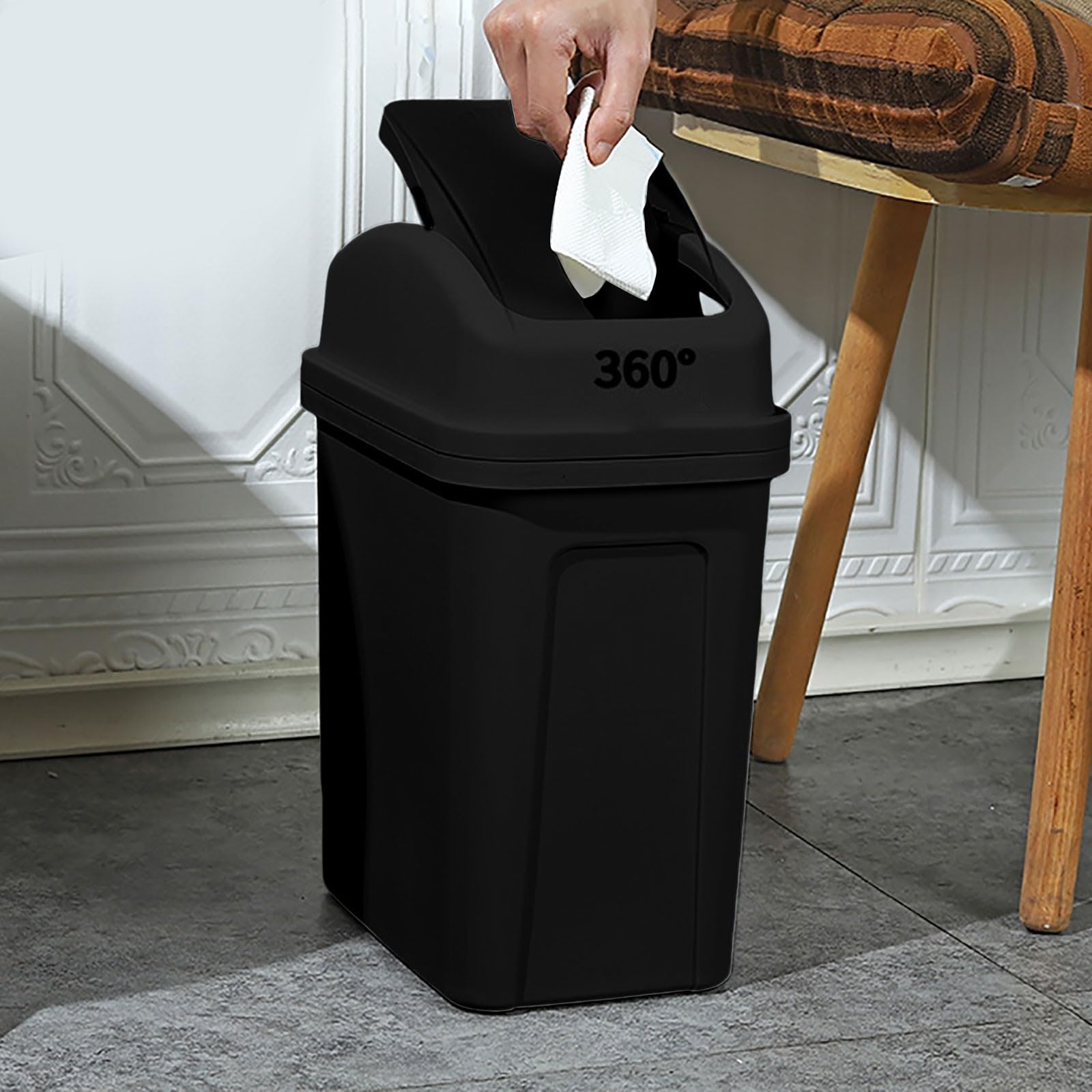 Gooddyiyukey Trash Can Kitchen,5.5 Gallons, Plastic Bathroom Garbage Can with Lid, Waste Basket,Trash Bin,Garbage Bin,Slim Trash Can for Bedroom, Living Room, Office, Bathroom, Dorm, Kitchen, Outdoor