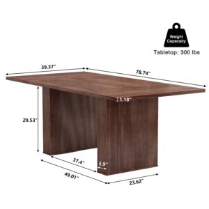 LEVNARY 78 Inch Long Executive Desk, Large Office Desk with Wood Strip Base, Modern Farmhouse Computer Desk Business Furniture for Home Office (Walnut)