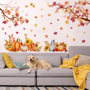 autumn fall leaves wall decal maple tree wall decal diy branch wall stickers removable yellow leaf wall decal for autumn holidays home classroom birthday thanksgiving harvest party decoration