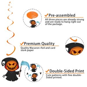 TPPICK 24Pcs Halloween Birthday Party Hanging Swirls Indoor Decorations, Cute Ghost Pumpkin Ceiling Hanging Streamers for Halloween Themed Party Decorations