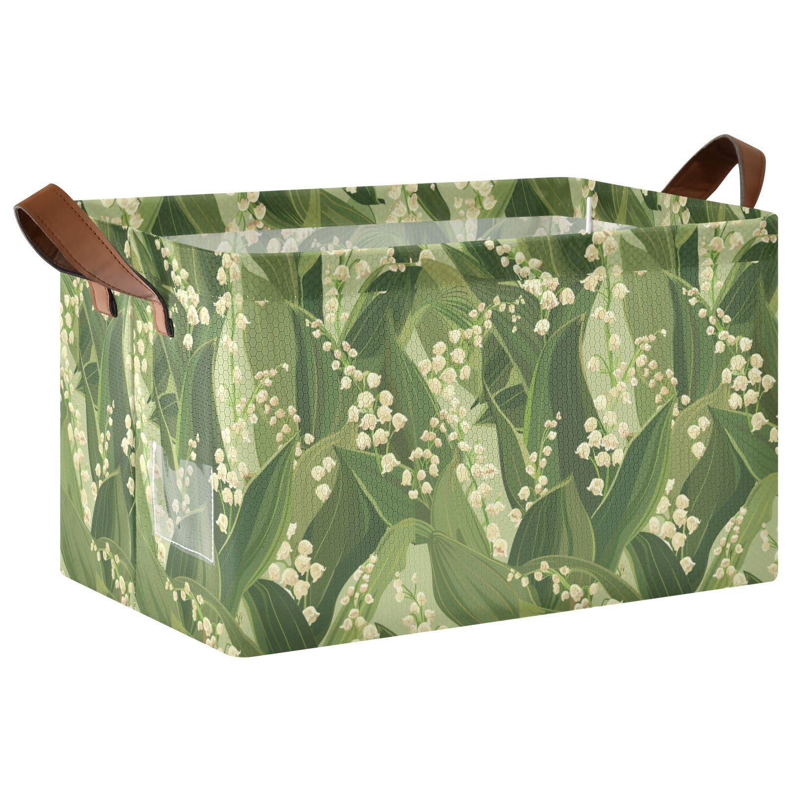 IBGIKWH Baskets Storage Bins Fabric Storage Bins Collapsible iron Frame Storage Cube Baskets for Organizing Clothes Storage Bins Storage Bins for Shelves Cartoon Beautiful Lily Of The Valley