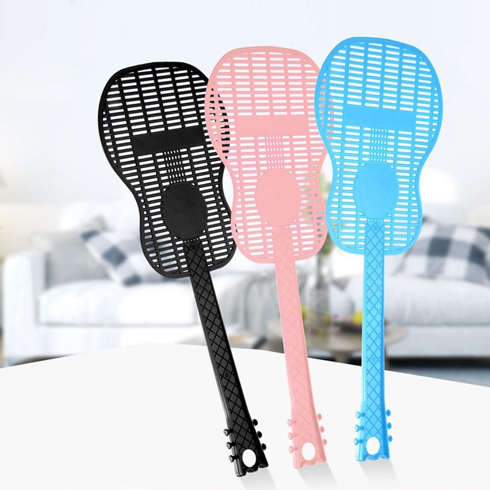 Fly Swatter 4 Pcs Guitar Shape The Racket Face is Larger and Thicker to Improve Accuracy Suitable for Restaurants, Pet Shops