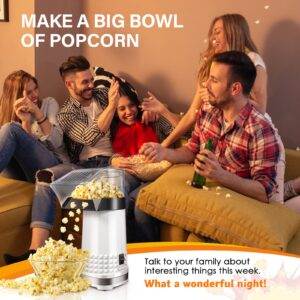 1200W Fast Hot Air Popcorn Popper - 4.5 Quarts, Electric Popcorn Machine with Measuring Cup - Safety ETL Approved, BPA-Free, Air Popper Popcorn Maker No Oil, Perfect for Home Family Party Kids