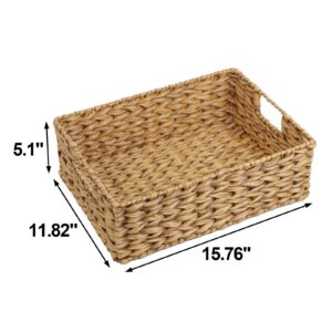 ORDELITE Wicker Basket, Baskets for Organizing, Plastic Storage Basket with Handles, Waterproof Woven Basket for Storage, Pantry Baskets-1 Pack (Brown)