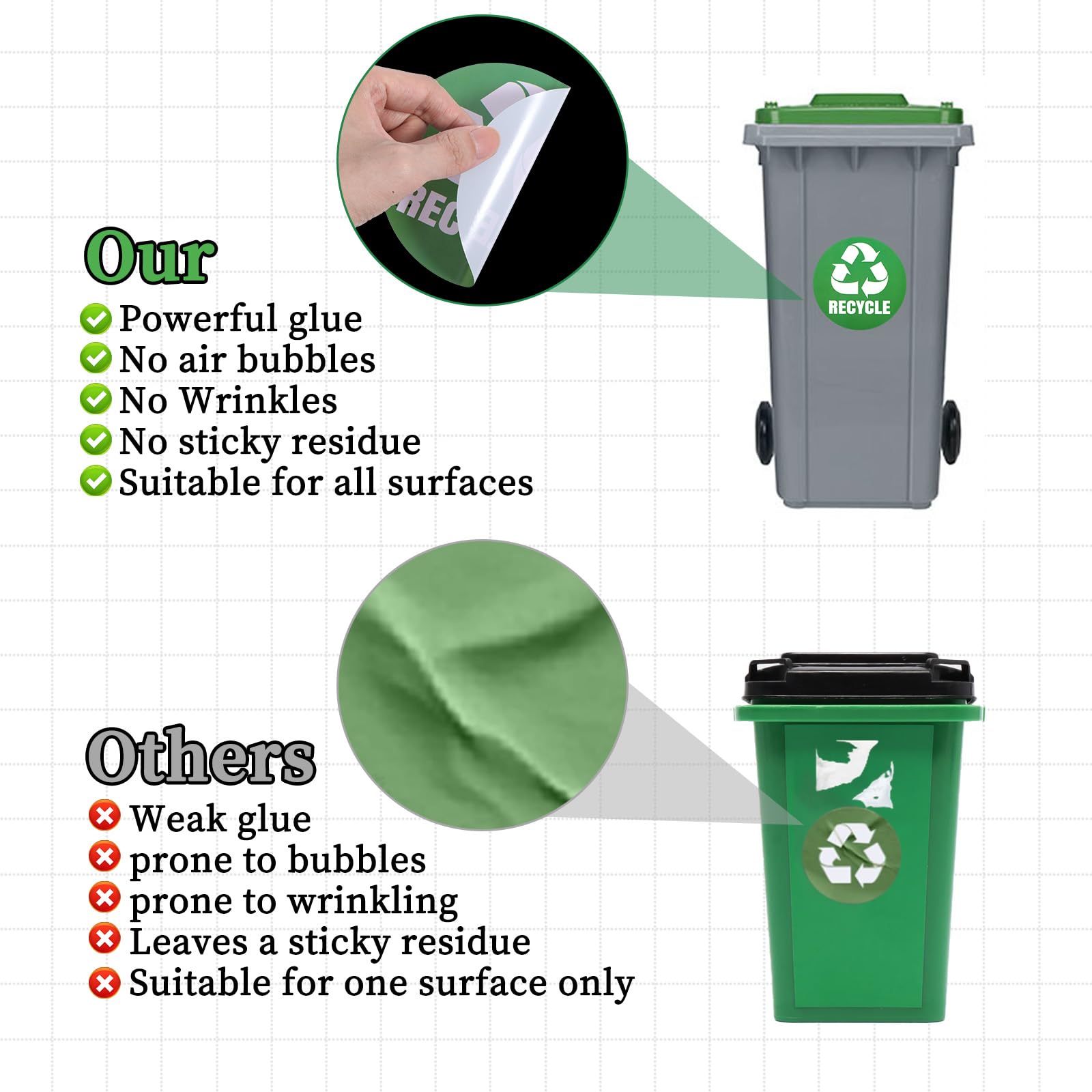 Sibba Recycling Stickers Trash Bin Pop Up Cans Garbage 12 PCS Home Kitchen Supplies Indoor Housewarming Pull Out Bin Recycle Outdoor Camping Decorations Inside Backyard Fling Containers Disposal