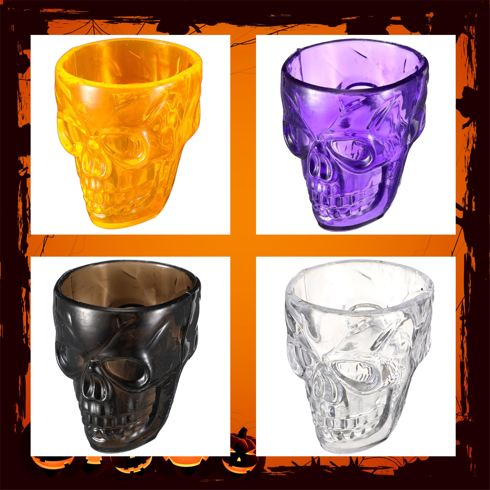 Yaure Joy 16 Pcs Halloween Skull Shot Glasses Unbreakable Plastic Halloween Cups for Halloween Skull Party Favor Halloween Party Decoration 1.86 oz/ 55 ml