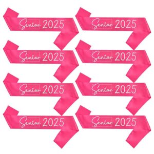 senior sash 2025, 8 pack silver glitter hot pink satin finally graduated senior cheerleader sashes for class of 2025 graduation party supplies